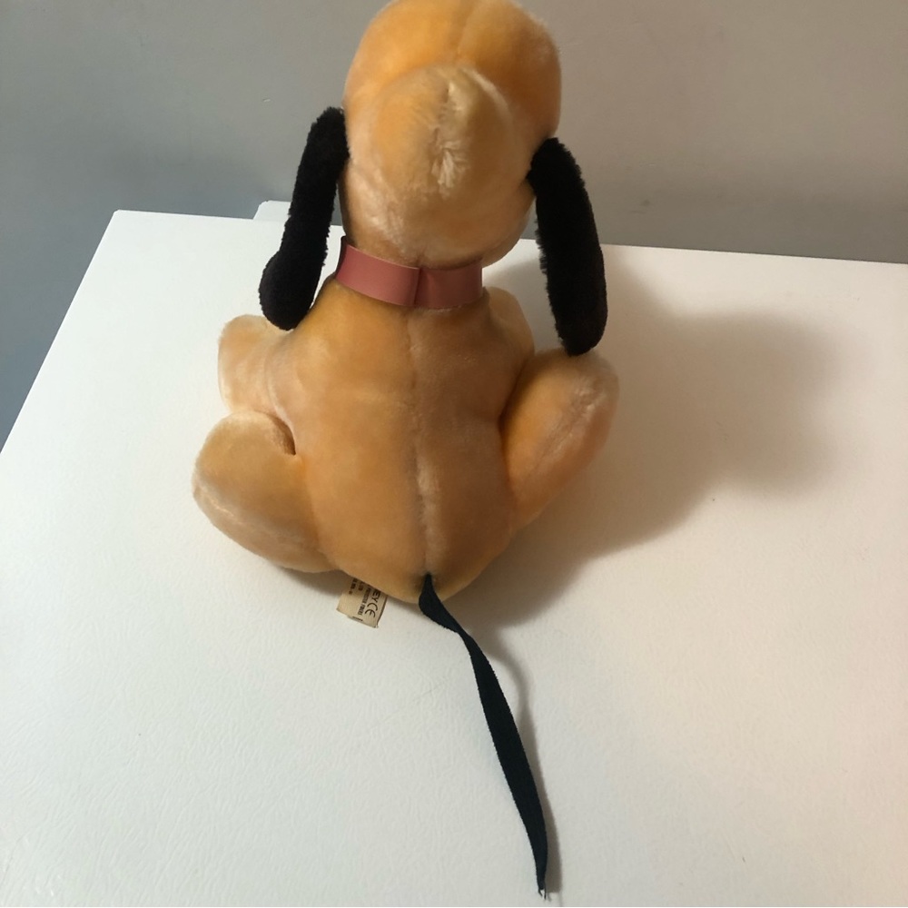 Vintage Disney Store Pluto Plush Stuffed Toy Dog Made in Korea Red Collar Tongue - Picture 7 of 10